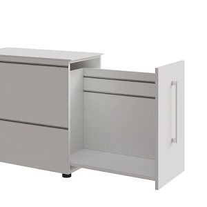 Standcontainer SOLUS PLAY, mit Utensilienauszug, Schublade, Ansatz links, Tiefe 400 mm, weiß Standcontainer SOLUS PLAY, mit Utensilienauszug, Schublade, Ansatz links, Tiefe 400 mm, weiß