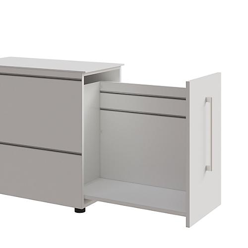Standcontainer SOLUS PLAY, mit Utensilienauszug, Schublade, Ansatz links, Tiefe 400 mm, weiß