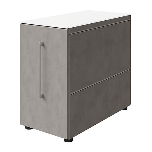 Standcontainer SOLUS PLAY, mit Utensilienauszug, Schublade, Ansatz rechts, Tiefe 400 mm, Ceramic grey