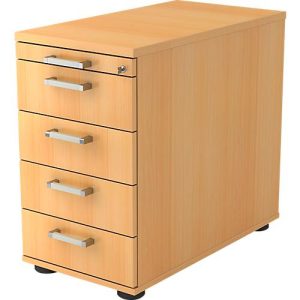 Standcontainer TARVIS, 1 Utensilienauszug, abschließbar, 4 Schübe, B 428 x T 800 x H 720-760 mm, Buche-Dekor Standcontainer TARVIS, 1 Utensilienauszug, abschließbar, 4 Schübe, B 428 x T 800 x H 720-760 mm, Buche-Dekor