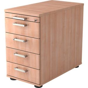 Standcontainer TARVIS, 1 Utensilienauszug, abschließbar, 4 Schübe, B 428 x T 800 x H 720-760 mm, Nussbaum-Dekor Standcontainer TARVIS, 1 Utensilienauszug, abschließbar, 4 Schübe, B 428 x T 800 x H 720-760 mm, Nussbaum-Dekor