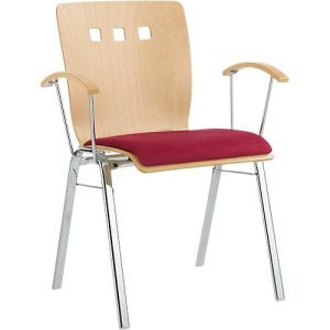 Stapelstuhl 7450, Formsitz, Lordosenstütze, Designerbohrungen, mit Armlehnen, Bezugsstoff Kashmara, dunkelrot Stapelstuhl 7450, Formsitz, Lordosenstütze, Designerbohrungen, mit Armlehnen, Bezugsstoff Kashmara, dunkelrot