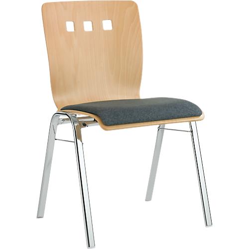 Stapelstuhl 7450, Formsitz, Lordosenstütze, Designerbohrungen, ohne Armlehnen, Bezugsstoff Kashmara, grau