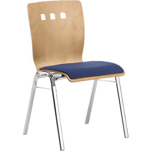 Stapelstuhl 7450, Formsitz, Lordosenstütze, Designerbohrungen, ohne Armlehnen, Bezugsstoff Point/Trevira CS, blau