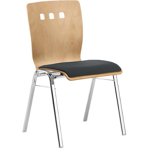 Stapelstuhl 7450, Formsitz, Lordosenstütze, Designerbohrungen, ohne Armlehnen, Bezugsstoff Point/Trevira CS, grau