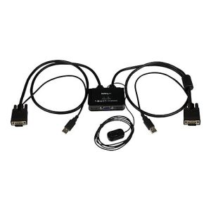 StarTech.com 2 Port VGA USB KVM Switch Kabel – VGA KVM Umschalter USB Powered mit Fernumschaltung – KVM-Switch – 2 Anschlüsse