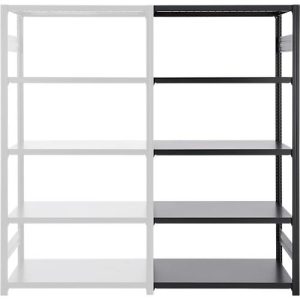 Steckregal ORDO Business, Anbauregal, modular, 5 Fachböden, Fachlast 140 kg, Feldlast 1000 kg, B 1010 x T 635 x H 2500 mm, Stahl, schwarz