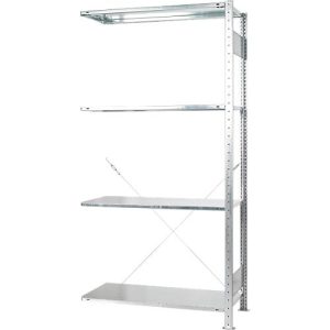 Steckregal Schulte green, Anbauregal, erweiterbar, 4 Fachböden, B 1000 x T 400 x H 2000 mm, Stahl, verzinkt Steckregal Schulte green, Anbauregal, erweiterbar, 4 Fachböden, B 1000 x T 400 x H 2000 mm, Stahl, verzinkt