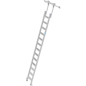 Stufen-Regalleiter, aluminium, fahrbar, 13 Stufen Stufen-Regalleiter, aluminium, fahrbar, 13 Stufen