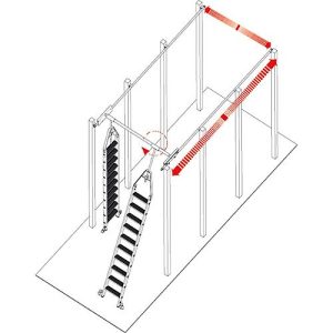 Stufen-Regalleiter, für Doppelregal, drehbar, 6 Stufen Stufen-Regalleiter, für Doppelregal, drehbar, 6 Stufen