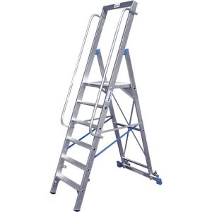 Stufenstehleiter, mit großer Plattform, Aluminium, mit 4 Stufe Stufenstehleiter, mit großer Plattform, Aluminium, mit 4 Stufe