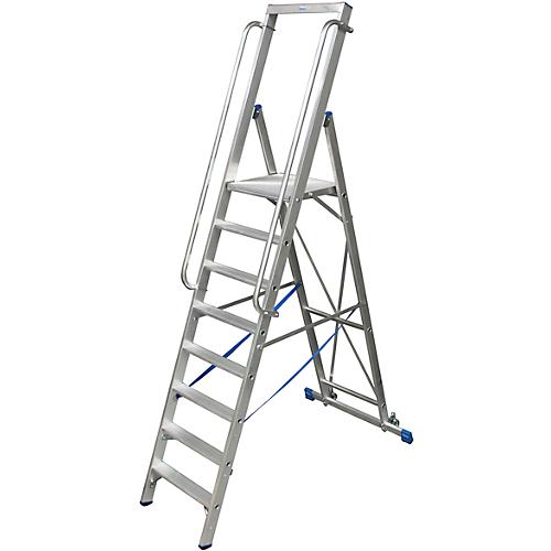Stufenstehleiter, mit großer Plattform, Aluminium, mit 8 Stufen