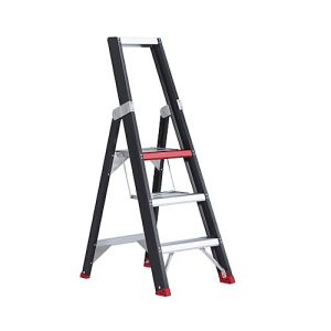Stufenstehleiter Professional Topline, einseitig, Aluminium, 3 Stufen, schwarz Stufenstehleiter Professional Topline, einseitig, Aluminium, 3 Stufen, schwarz