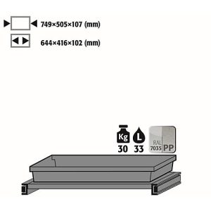 Tablarauszug Abz für asecos Chemikalienschränke der CS und CX Serie, Stahlblech/Polypropylen, lichtgrau, B 749 x T 505 x H 107 mm, 22 l, bis 30 kg Tablarauszug Abz für asecos Chemikalienschränke der CS und CX Serie, Stahlblech/Polypropylen, lichtgrau, B 749 x T 505 x H 107 mm, 22 l, bis 30 kg
