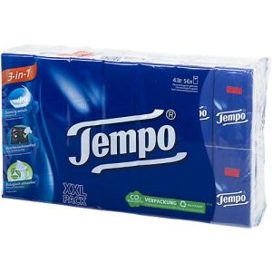 Tempo Taschentücher 3 in 1, samtig weich, 1 Packung à 56 x 10 Tücher Tempo Taschentücher 3 in 1, samtig weich, 1 Packung à 56 x 10 Tücher
