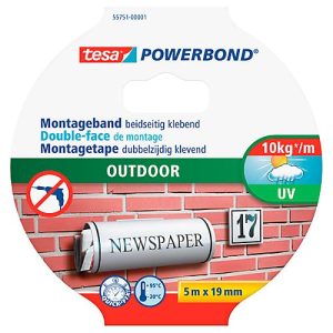 tesa® Klebeband Powerbond® Outdoor, doppelseitig, für den Außenbereich, wetterfest, UV-beständig, L 5 m x B 19 mm, grün tesa® Klebeband Powerbond® Outdoor, doppelseitig, für den Außenbereich, wetterfest, UV-beständig, L 5 m x B 19 mm, grün