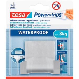 tesa Powerstrips Waterproof Duohaken Zoom, aus Edelstahl, für Feuchträume, max. 3 kg tesa Powerstrips Waterproof Duohaken Zoom, aus Edelstahl, für Feuchträume, max. 3 kg