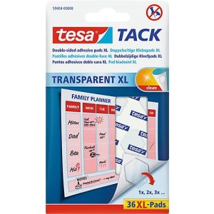 tesa Tack® Klebepads XL, transparent, doppelseitig klebend, 36 Stck. tesa Tack® Klebepads XL, transparent, doppelseitig klebend, 36 Stck.
