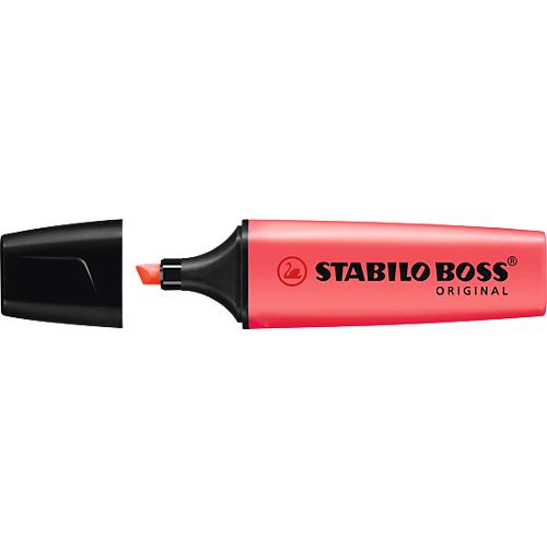 Textmarker STABILO® BOSS Original, Keilspitze, lichtbeständig, schnell trocknend, rot, 10 Stück
