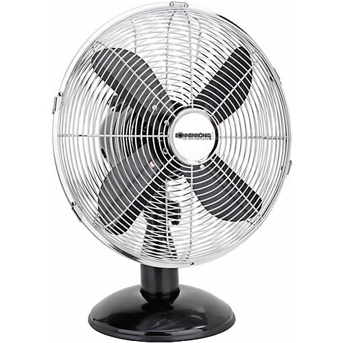 Tischventilator Metal Black 12', 35 W, 3 Geschwindigkeiten, schwenkbar, Schwarz/Chrom