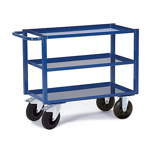 Tischwagen, 3 Ladeflächen/Blechwannen, 995 x 695 mm, Tragkraft 400 kg