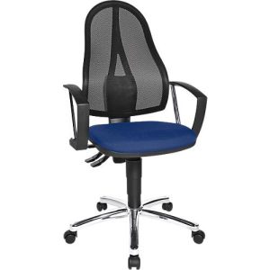 Topstar Bürostuhl Point Net, Permanentkontakt, m. Armlehnen, verstellbarer Netzrücken, blau Topstar Bürostuhl Point Net, Permanentkontakt, m. Armlehnen, verstellbarer Netzrücken, blau