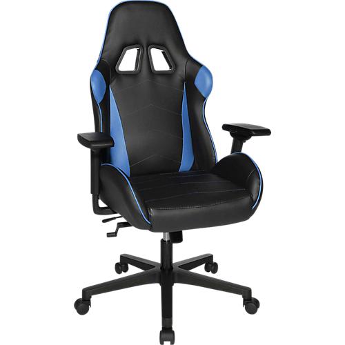 Topstar Gaming Stuhl Speed Chair 2, mit Armlehnen, 3D-Wippmechanik, Muldensitz, Kopfstütze, schwarz blau/schwarz