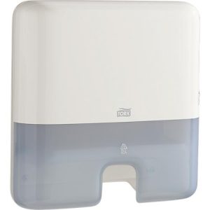 Tork® Handtuchspender Mini Interfold 552100, Einzelblattausgabe, platzsparend, Kunststoff, weiß Tork® Handtuchspender Mini Interfold 552100, Einzelblattausgabe, platzsparend, Kunststoff, weiß