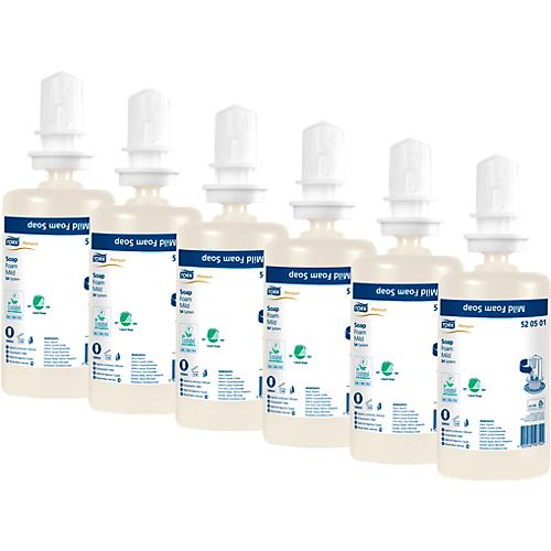 Tork® Premium-Schaumseife 520501, mild, feuchtigkeitsspendend, regenerierend, mild parfümiert, 6 Flaschen á 1000 ml