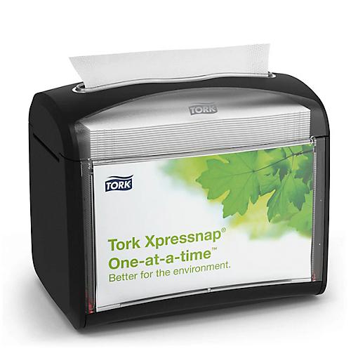 Tork® Serviettenspender Xpressnap Fit® 272611, Einzelblattausgabe, Füllstandanzeige, Werbefläche, L 150 x B 201 x H 155 mm, Kunststoff, schwarz