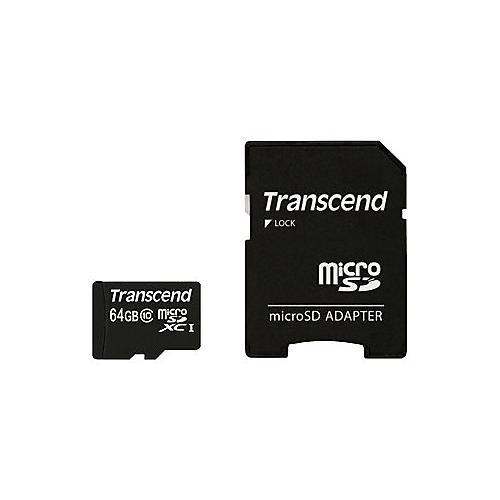 Transcend Premium - Flash-Speicherkarte (microSDHC/SD-Adapter inbegriffen) - 64 GB - UHS Class 1 / Class10 - 300x - microSDXC UHS-I