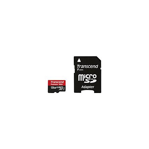Transcend Premium - Flash-Speicherkarte (microSDXC-an-SD-Adapter inbegriffen) - 128 GB - UHS Class 1 / Class10 - 300x - microSDXC
