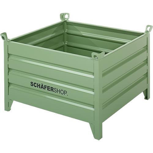 Transport- und Stapelbehälter Schäfer Shop Select, mit festen Wänden, B 1050 x T 850 x H 670 mm, resedagrün RAL 6011, bis 1500 kg