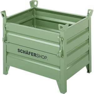 Transport- und Stapelbehälter Schäfer Shop Select, mit Klappe, B 1250 x T 850 x H 670 mm, resedagrün RAL 6011, bis 1500 kg