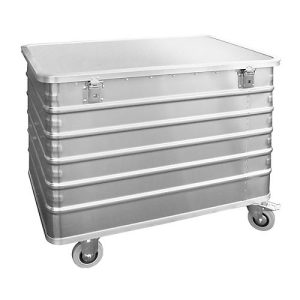 Transportwagen aus Leichtmetall, mit Deckel und Zylinderschloss, 656 l Transportwagen aus Leichtmetall, mit Deckel und Zylinderschloss, 656 l