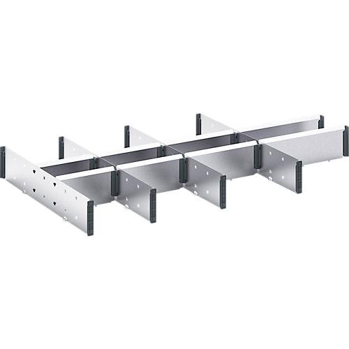 Trennwände Bott verso, Fronthöhe Schub 100/125 mm, B 1050 x T 550 x H 77 mm, Stahlblech, Grau