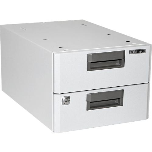 Treston ESD-Schubladenblock 30/22, 2 Schubladen, 80% Auszug, 10 kg Traglast, pulverbeschichtet, lichtgrau RAL 7035