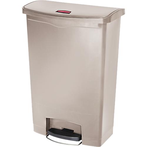 Tretabfalleimer Slim Jim®, Kunststoff, Fassungsvermögen 90 Liter, mit Rollen, beige