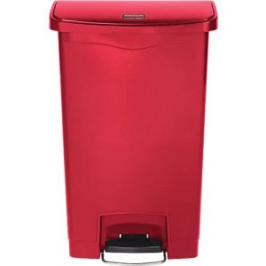 Tretabfalleimer Slim Jim®, Kunststoff, Fassungsvermögen 90 Liter, mit Rollen, rot Tretabfalleimer Slim Jim®, Kunststoff, Fassungsvermögen 90 Liter, mit Rollen, rot