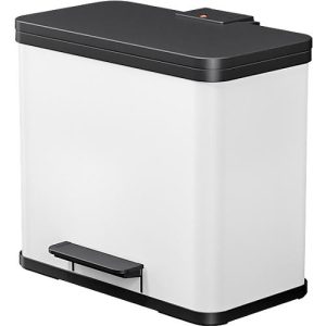 Tretmülleimer Hailo Öko Trio Plus L, 3 x 9 l, rechteckig, aus Stahlblech, weiß Tretmülleimer Hailo Öko Trio Plus L, 3 x 9 l, rechteckig, aus Stahlblech, weiß