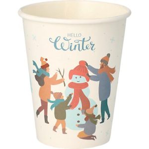 Trinkbecher Papstar ‚Hello Winter‘, Pappe, 200 ml, Ø 8 x H 9,2 cm, weiß, 50 Stück