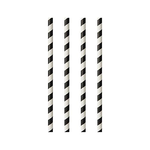 Trinkhalme Papstar Stripes, Einweg, L 200 x Ø 6 mm, aus FSC®-zertifiziertem Papier, schwarz-weiß, 100 Stück
