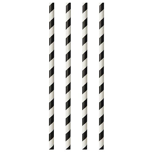 Trinkhalme Papstar Stripes, Einweg, L 290 x Ø 6 mm, aus FSC®-zertifiziertem Papier, schwarz-weiß, 100 Stück