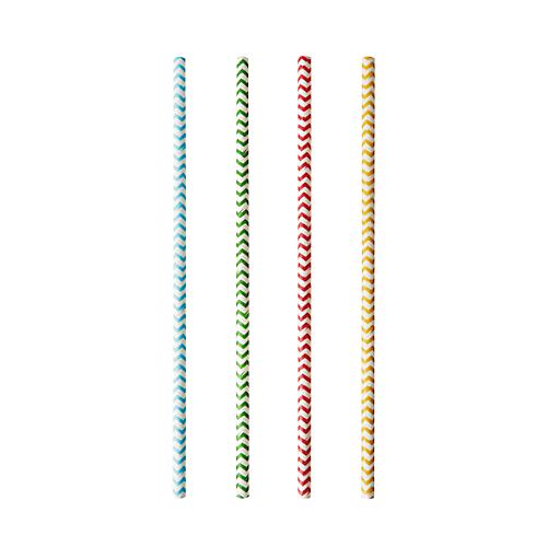 Trinkhalme Papstar Zig-Zag, Einweg, L 200 x Ø 6 mm, aus FSC®-zertifiziertem Papier, farbsortiert, 100 Stück