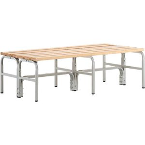Umkleidebank, Stahlrohr/Holz, doppelt, 1500 mm breit, lichtgrau Umkleidebank, Stahlrohr/Holz, doppelt, 1500 mm breit, lichtgrau
