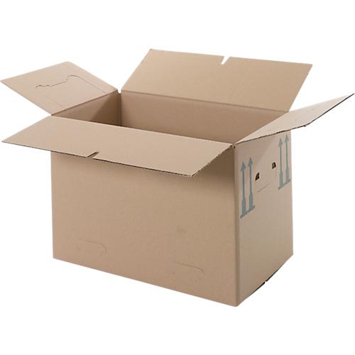 Umzugskarton, 1-wellig, bis 40 kg, Beschriftungsfeld, verstärkte Handgriffe, L 500 x B 300 x H 340 mm, braun