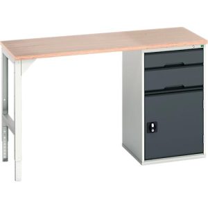 Unterbauwerkbank Bott verso, Multiplex-Platte, 2 Schubladen, 1 Tür, 1 Ablageboden, B 1500 x T 600 x H 930 mm, Lichtgrau / Anthrazitgrau Unterbauwerkbank Bott verso, Multiplex-Platte, 2 Schubladen, 1 Tür, 1 Ablageboden, B 1500 x T 600 x H 930 mm, Lichtgrau / Anthrazitgrau