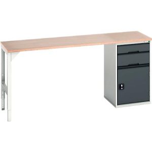 Unterbauwerkbank Bott verso, Multiplex-Platte, 2 Schubladen, 1 Tür, 1 Ablageboden, B 2000 x T 600 x H 930 mm, Lichtgrau / Anthrazitgrau Unterbauwerkbank Bott verso, Multiplex-Platte, 2 Schubladen, 1 Tür, 1 Ablageboden, B 2000 x T 600 x H 930 mm, Lichtgrau / Anthrazitgrau