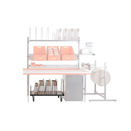 Untertischmagazin für Pack- und Arbeitstisch Rocholz System 1600/2000, kurz, bis zu 100 Faltkartons, B 1015 x T 600 x H 604 mm, hellgrau