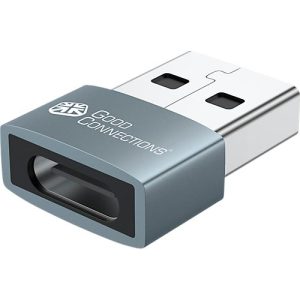 USB 2.0 Adapter Good Connections, USB-A an USB-C Buchse, Leistung 60 W, bis 480 Mbit/s, Aluminium, grau USB 2.0 Adapter Good Connections, USB-A an USB-C Buchse, Leistung 60 W, bis 480 Mbit/s, Aluminium, grau